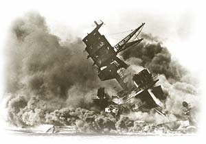 The USS Arizona sinking on december 7, 1941