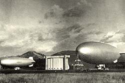 Photo of blimps at the Tillamook Naval air station.