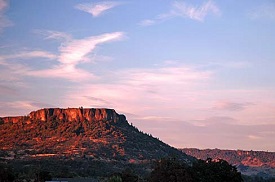 Flat topped rock formation in the high desert.