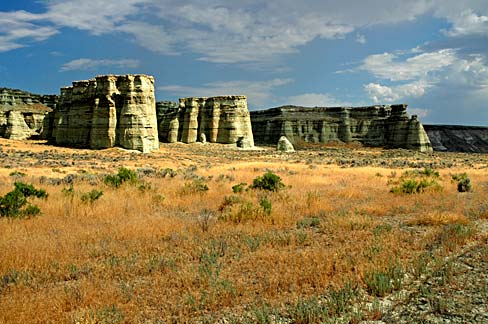 Rock formations resembling pillars.