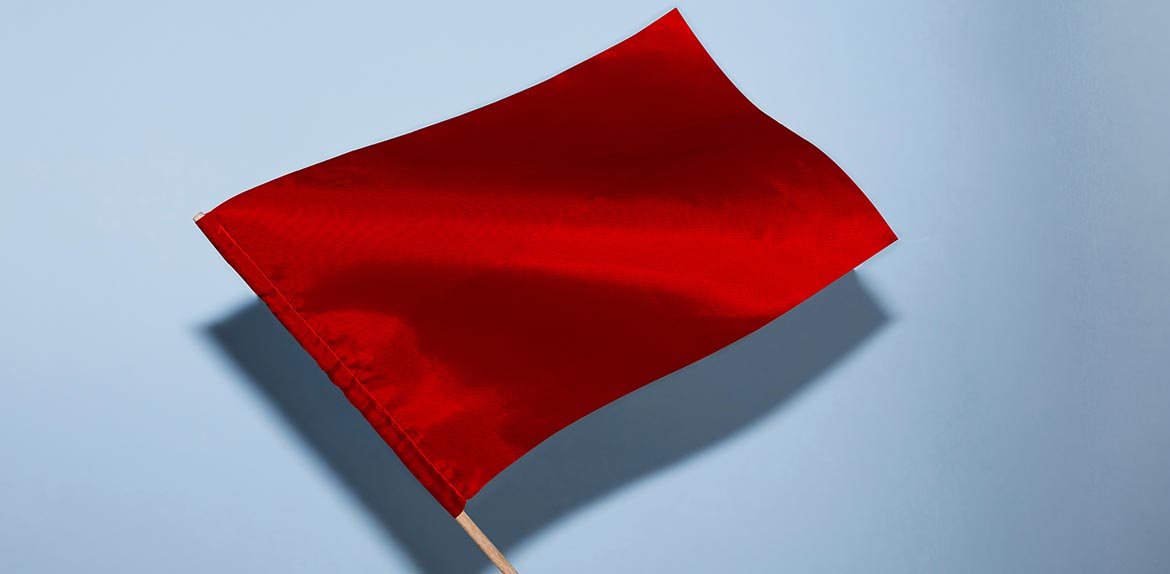 Red flag against blue background