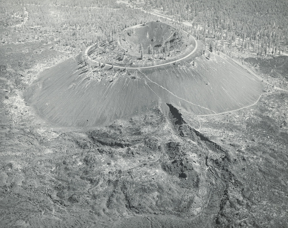 Lava Butte top seen from the air above.