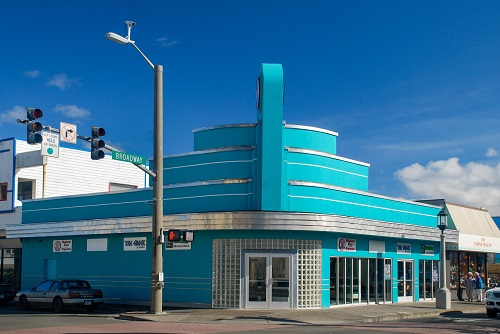 Art Deco building on Broadway street in Seaside.