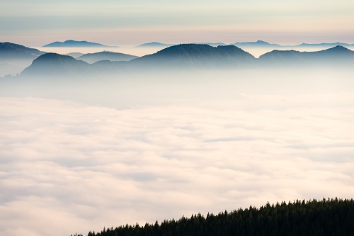 Coast Range Mountains surrounded by clouds