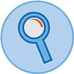 Icon of magnifying glass.